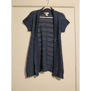 Juniors Women's Medium So Goods for Life Blue Short Sleeve Cardigan